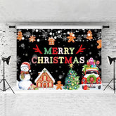 Lofaris Christmas Figures Black Bokeh Backdrop For Decoration